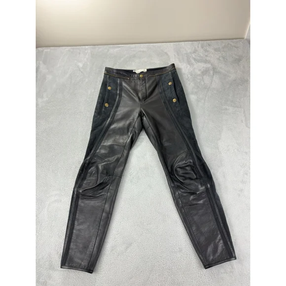 Chloe Women's Size 36 EU 100% Calfskin Leather Rare Designer Ankle Zip Pants - Picture 13 of 16